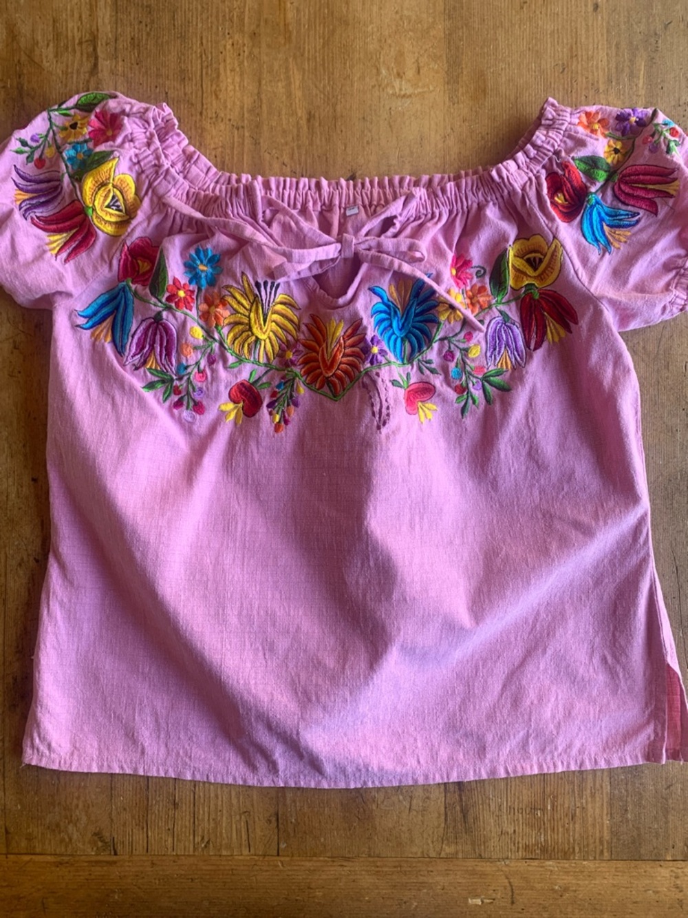 Embroidered Off-Shoulder Women’s Top - Pink